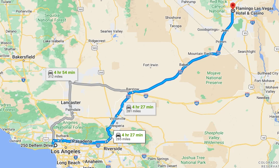 Beverly Hills To Las Vegas P48 Drivers Club Map