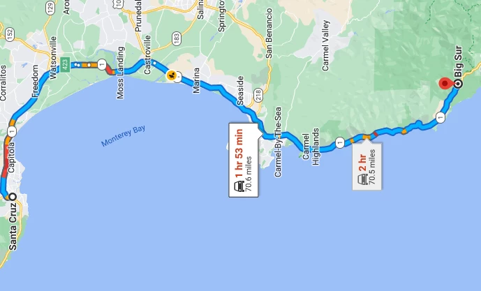 Santa Cruz to Big Sur P48Design Drivers Club Map